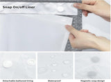 No Hook Shower Curtain with Sheer Window and Inner Liner, Waffle Weave Fabric, Waterproof Washable V1237-ZY00B0GGBLFSXV