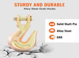 Transport Binder Chain, 2222 kg Working Load Limit, G80 Tow Chain Tie Down with Grab Hooks, DOT V952-ZGTLJZMGDXZYJUZEDV0