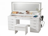 Artiss Dressing Table Makeup Vanity Desk Large LED Mirror 10 Drawers Power Outlet Hair Dryer Holder FUR-V-DRESS10-WH-ABC