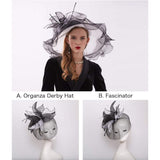 Women's Church Hat Organza Fascinator Wedding Tea Party Hat Wide Brim Sun Hat V1370-AZ4-11283