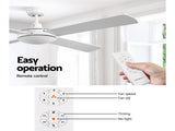 Devanti 52'' Ceiling Fan DC Motor 4 Blades w/Remote - White CF-B-52NL-WH
