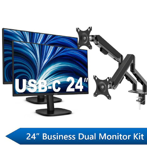 Philips 24" Business Dual Monitor Kit, 1x 24" FHD Business Monitors, 1x 24" FHD USB-C 13PH-BUSDOK-24DV2-KIT