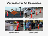 2 Pack Traffic Delineator Posts, 1140 mm Traffic Safety Cones with Fillable Base and Reflective V952-TCDZJTJSZHS4ZA5MR001V0