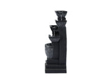 Gardeon Solar Fountain Water Feature Outdoor Fountain Indoor 5-Tier Bowl Cascading Grey FOUNT-MUSHROOM-5LVL-BK