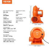 VEVOR Inflatable Bounce House Blower 1 & 1.2 HP 900W Commercial Air Pump Fan V952-QMFJD950W221M7H2LV3