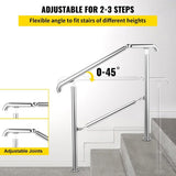 3 Step Railing Stainless Steel Transitional Handrail fit for Level Surface and 1 to 3 Steps V952-BXGLTFS3BDLZ00001V0
