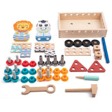 wooden toolbox, animal themed toy, building set, kids construction toy, fine motor skills, creative V1106-819-76755-MLT-6