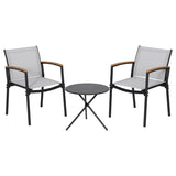 Gardeon 3PC Outdoor Bistro Set Table and Chairs Steel Dining Chair Patio Furniture Textilene ODF-BISTRO-TEX-GE