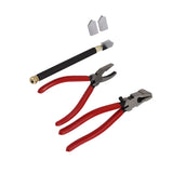 Glass Cutter Tool Kit Breaker Pliers Curve Jaw Glass Running Pliers Kit Glass Cutter Pen 2pcs Blades V1294-YM0706-3114230135011
