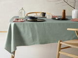 Vintage Design Homewares Helm Green Washed Linen Cotton Tablecloth 130cm x 180cm V442-HIN-TABLEC-HELMLINENC180CM-GREEN-RE