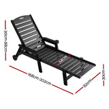 Gardeon 2PCS Sun Lounge Lounger Beach Chair HDPE Patio Outdoor Furniture with Wheels Black FF-LOUNGE-HE-BKX2