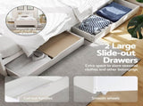 Artiss Bed Frame King Single Size Wooden with 2 Storage Drawers White WBED-D-S1-107-DRAW