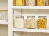 glass storage jars, airtight jars, kitchen storage, food storage, grain storage, pasta storage, V1102-122-48499-CLR-2PCS-1000ML