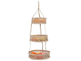 Hanging Fruit Basket Rattan 3 Tiers Multifunctional Foldable Elegant Style Easy Installation Hanging V1294-YM0715-3118210370211