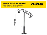 Handrails for Outdoor Steps, Fit 1 or 2 Steps Outdoor Stair Railing, Single Post Wrought Iron V952-LTFSSHSDDZJSFS001V0