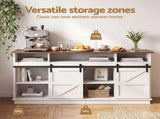 Artiss Buffet Sideboard Cabinet 150cm 3-Tier Kitchen Storage Sliding Doors White FUR-Z-SID150-3T-WH-AB