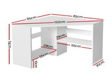 Artiss Corner Computer Desk Shelves CPU Stand L-shape Home Office Workstation Desks FURNI-C-DESK-L-120WH