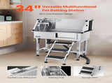 86.4 cm Dog Washing Station, Stainless Steel Pet Grooming Tub Bathtub, Professional Dog Wash Sink V952-BXGCWYG34CZJFJ0C0002V0