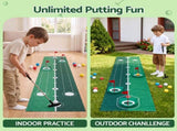 Keezi Kids Golf Putting Game Set with Golf Club, Putting Mat, 12 Balls, 3 Target Holes, Indoor KGS-D12-GR