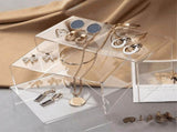8 Pcs 2 Set Small Acrylic Risers, Thick Clear Acrylic Display Stand, Rectangular Desktop Showcase V1369-AZ3-W-11355