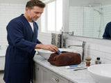 Leather Toiletry Bag for Men Leather Unisex Make-up Bag Travel Dopp Kit V1003-AARO-WB09