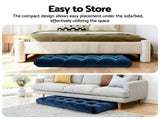 Artiss 2PCS Floor Lounge Sofa Bed Flannel Fabric Navy FLOOR-SBL-M193-S-NAX2