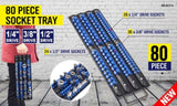 80 Socket Storage Rail Mixed Organizer Rack Holder Ball Locking 1/4" 3/8" 1/2" V465-97274
