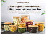 Kitchen Large Clear Glass Storage Jar, Sealed Bamboo Lid Food Container, 10cm*25cm, 1750ml, Premium V1221-XM-LB2662-GM103