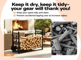 Gardeon Firewood Rack 84cm Wood Rack Firewood Storage Indoor Outdoor Black FSR-A-H84