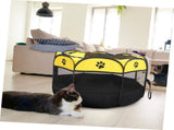 Portable Pet Playpen with Mesh Panels, Foldable Indoor Outdoor Run for Cats Puppies, Yellow V1189-LC-RY-00603