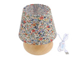 Floral Fabric Table Lamp 3000K 4500K 6000K Stepless Dimmable Farmhouse Flower Bedside Lamp with Wood V1294-YM0901-3119240151811