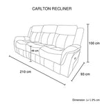 3-2-1 Seater Finest Grey Fabric Recliner Sofa Sturdy Construction Metal Mechanism V43-SET-CARL-3-2-1-GR