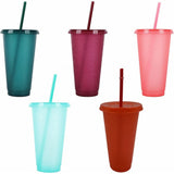 5Pack 24oz Reusable Glitter Cups with Lids and Straws Plastic Tumblers Travel Mugs Glasses for V1192-AZ-W-17345