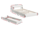 Artiss Bed Frame Single Size with Charging Ports and 2 Drawers AURA WBED-F-AURA-S-WH-AB