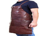 Pierre Cardin Professional Leather Apron Butcher Woodwork Hairdressing Barber Chef - Chestnut V563-PC3433-CHESTNUT