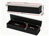Artiss Storage Ottoman Blanket Box 140cm Fluted Black FUR-S-OTM-RTA-03-PB-BK
