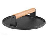Squid Press Metal Round Patty Maker Meat Press Flattener Plate Barbecue Tool with Wood Handle for V1294-YM0626-3118230008711