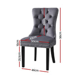 1 Set of 4 Artiss Dining Chairs Grey Velvet UPHO-C-DIN-1061-GYX4