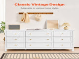 9 Drawer Dresser, Wooden Chest of Drawers with Sliding and Anti-tip Device, Retro Minimalist Dresser V952-FGFCTJ3L9C57RT2W8001V0
