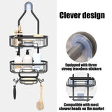Bathroom Shower Rack, Shower Caddy Hanging, No Drilling Shower Racks with Soap Holder&Hooks, V1370-AZ4-18879