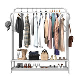 White Heavy Duty Metal Double Clothes Rail Rack Garment Hanging Shoe Storage Shelf AU V201-QHGMMOREONE030