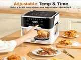 6.0QT Glass Air Fryer with Touchscreen Control 1500W, Power-Off & Overheat Protection, Adjustable V1107-CS-ZAILXA20