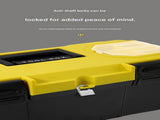 17-inch Yellow and Black Heavy Duty Plastic Toolbox - PP Material with ABS Latches - Lockable, Large V888-ELOSUNG50970