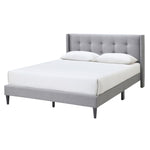 Delilah Queen Bed Tufted Button Headboard Fabric Upholstered - Light Grey V315-VOB-DELI-02