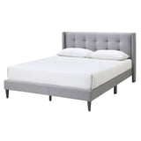 Delilah Queen Bed Tufted Button Headboard Fabric Upholstered - Light Grey V315-VOB-DELI-02