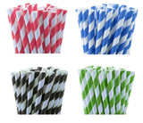 200 Pack Blue White Drinking Straws Biodegradable Eco Paper Birthday Party Event Bistro Bar Cafe V382-BLUESTRAW200
