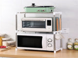 Expandable Microwave Rack, 2 Tier Microwave Oven Rack, Kitchen Countertop Organizer with Hooks, V1366-AZ2-W-23287