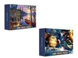 2 PCS 1000 Piece Jigsaw Puzzle for Adults Animal & Landscape Art Design, Stress Relief Brain Game V888-ELOSUNG50179