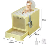 Top-Entry Cat Litter Box with Drawer-Enclosed Design, Easy Clean, Odor Control, Anti-Tracking Lid V888-ELOSUNG10177