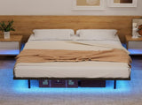 Artiss Double Bed Frame,Floating Metal Bed Frame with Smart LED Lights - Sturdy Metal Platform Bed MBED-C-RAY-D